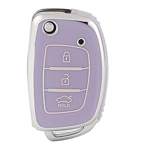 OFFCURVE Car Key Cover Car Key Case Key Fob Cover Car Key Protector 3 Buttons Compatible with Hyundai Elantra Sonata Tucson Santa Fe Accent Creta Verna