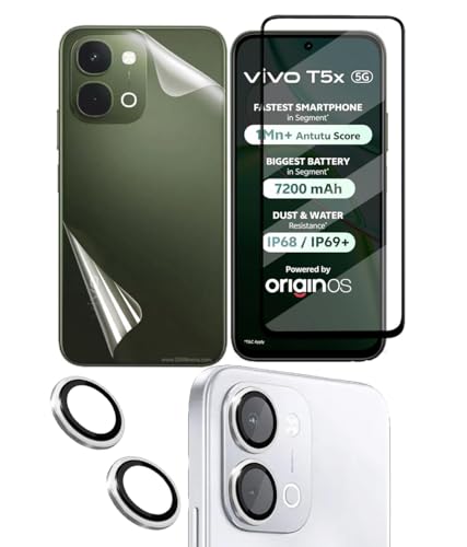Image of FabeKee Tempered Glass Screen Protector Compatible for Vivo T5x 5G | Front And Back Screen Guard With camera lens protector