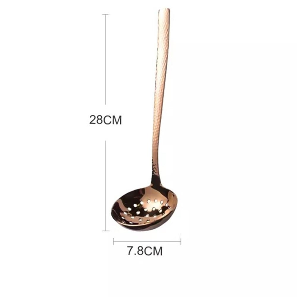 Cucchiaio da Cucina con schiumarola, Cucchiaio per pentole Calde, Cucchiaio Forato con Manico Lungo, per friggere Gli Alimenti in Cucina(Colore 3 28x7,8cm)