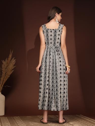 Image of Dress for Women | New Rayon Floral Printed Flared Maxi Dress for Women & Girl's