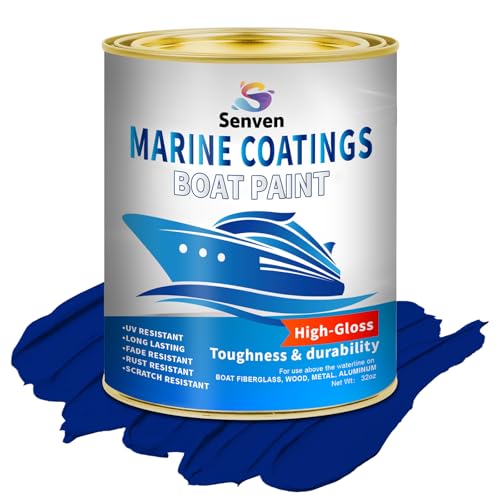 SENVEN Boat Paint, 35 Oz Gloss Blue Marine Boat Topside Bottom Enamel Marine Paint for Boats, Wood, Fiberglass, Aluminum, Metals Oil-Based Epoxy Dark Blue