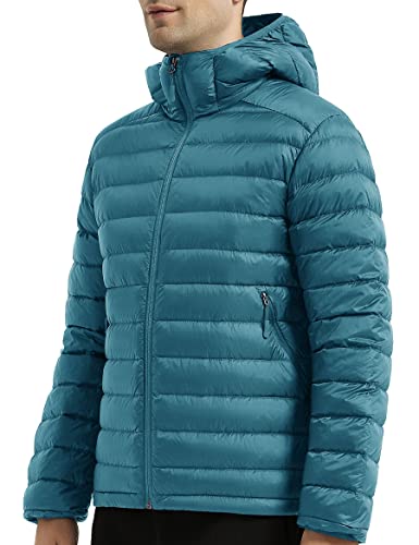 Image of Lesmart Men Down Jacket Puffer Winter Jacket with Hooded Packable Lightweight Windproof Insulated Warm Coat