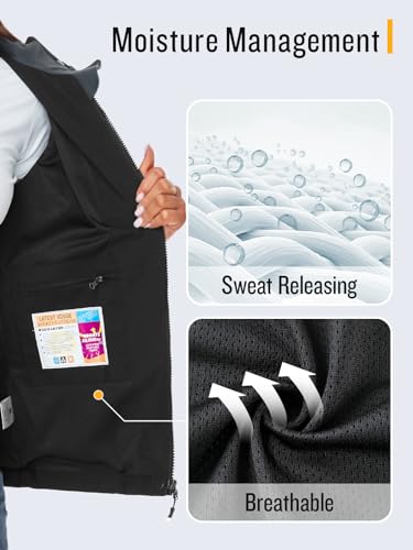 Saphirose 522 Womens Sports Rain Coat Ladies Lined Rain Jackets Outdoor Camping Windbreaker Black Yellow Xl thumb #2