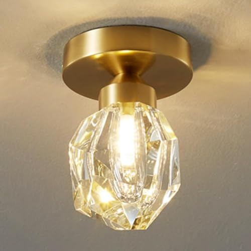 Lámpara de techo de latón moderna con pantalla de cristal para salón 2