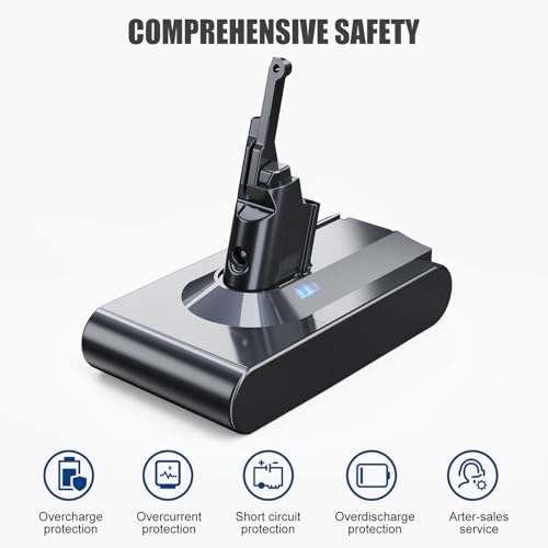 EVARY 8000mAh V8 Ersatzakku für Dyson V8 Akku Kompatibel Absolute Animal Motorhead Absolute Pro SV10 Staubsauger（2 Filter + 1 Pinsel