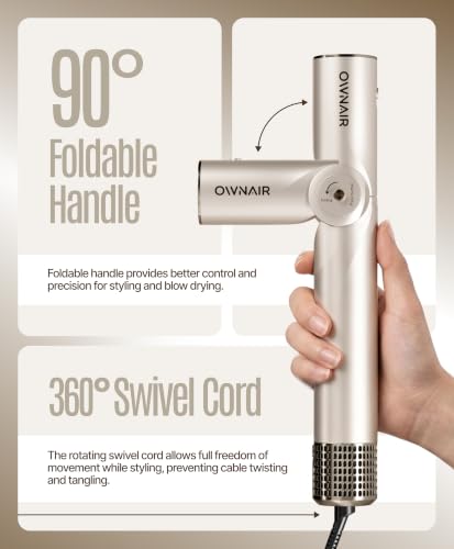 Image of Ownair 6 In 1 Professional Air Styler for Women, 110000 RPM High Speed BLDC Motor, Hot Air Styler, Hair Dryer Brush with Auto Curler, Straightening Brush, Volumizing Brush, Cold Air Mode, Foldable Handle,Gift for Women