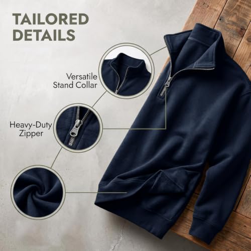 Fleece Sweatshirt Men Comfy Quarter Zip 1/4 Zip Pullover Sweat Shirts - image 7