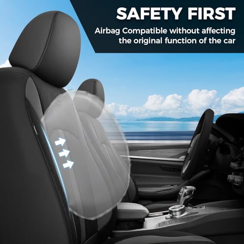 Image of FLORICH Front Car Seat Covers, Breathable Automotive Seat Cover, Universal Seat Covers Car Interior Protectors Cushion for Most Cars&SUV-Black