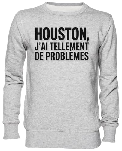 Sweat-shirt gris Houston homme femme pull jersey unisexe confortable et chaud à col rond