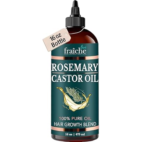 Live Fraiche Rosemary Castor Oil for Hair Growth Oil (16oz) Natural Hair Growth Serum - Pure Castor Oil with Rosemary Oil for Hair Growth and Thickening - Reduce Hair Loss & Promote a Healthy Scalp Cover