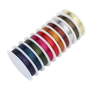 Fil de Fer pour Bijoux,Fil de Cuivre Métallique 10 Bobines 0.4mm Couleurs Mélangées Souple Fil de Cuivre pour DIY Artisanat Perles Fabrication de Bijoux (10 m/ rouleau)