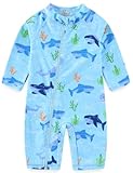 Erdawum Baby Boy Swimsuit Rash Guard Toddler One Piece Bathing Suit Infant Swimwear UPF 50+（Sea Shark，6-9Months）