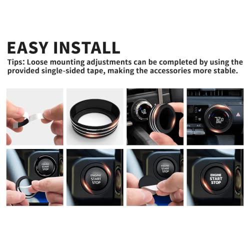 Image of for Toyota Tacoma 2024-2026 & 4Runner 2025-2026, 8-Inch Screen Aluminum Alloy Knob Cover Trim - Fits Push Start, AC, Volume & 4WD Gear Switch (Black, 6-Piece Set)