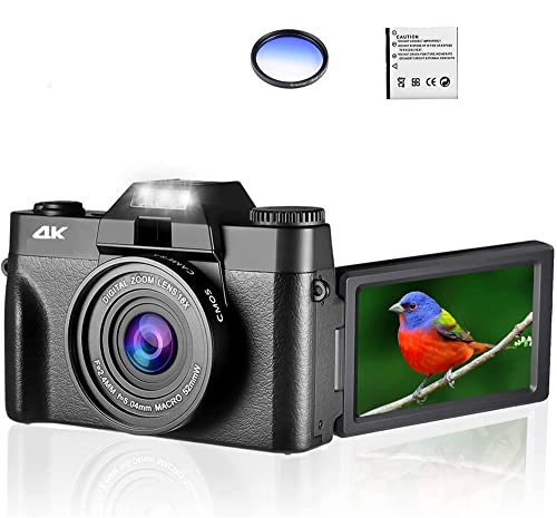 fW^J tbv XN[ 4K Selfile rfIJ Xg[ }N Y Vlog rfI R[_[ ʐ^ 48MP fW^ J Lp gѕ֗(Size:NO TF Card,Color:With Only Filte