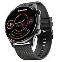 CrossBeats Newly launched Orbit Infiniti 2.0 1.43-Inch 454×454 pxl AMOLED screen Smartwatch, Calling+Connect with TWS, Always on Display, 1000+Songs Storage, 110+Sports Modes, Leather strap Free-Black