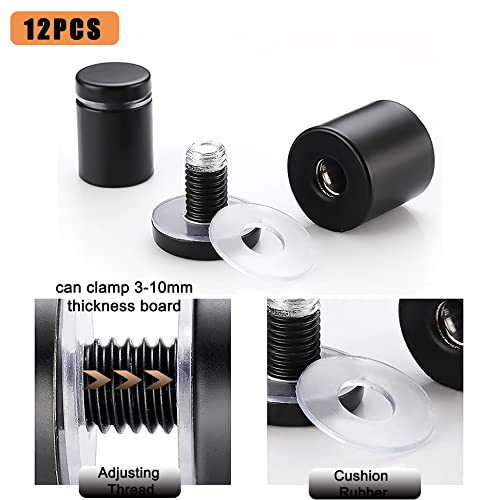 12 Sätze 19x26mm Werbeschraube Werbung Schraube Schilder Abstandshalter Edelstahl Schilderhalter Abstandschrauben Abstandshalter für Glases Glas-Werbetafel-Bilderrahmens (Mattschwarz)
