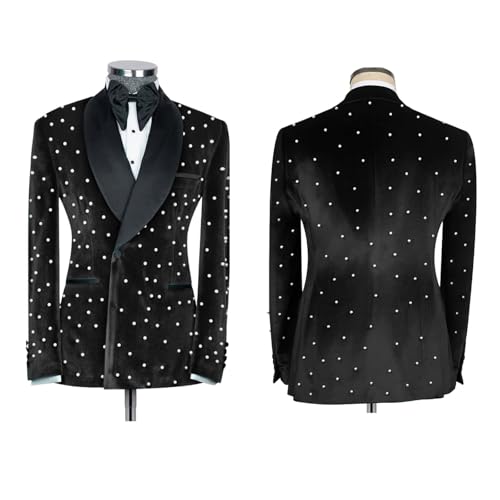 Luxury Velvet Men Suit 2 Piece Shawl Lapel Green Tailor Made Tuxedos with Pearl for Prom,Party,Wedding2