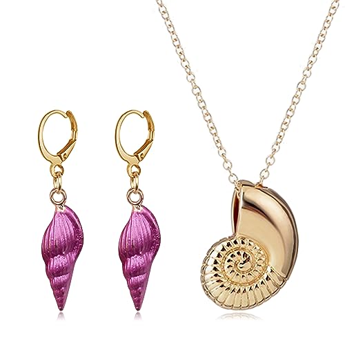 choice of all Conch Shell Necklace Earrings Set for Women Gold Snail Shell Neckalce Purple Seashell Earrings Halloween Party Costume Accessories