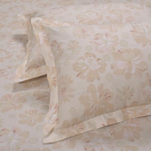 Image of Huesland by Ahmedabad Cotton 144 TC Bedsheet for Single Bed with 1 Pillow Cover | Moccasin, Pastle Orange & Antique White