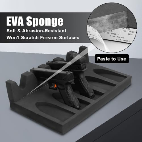 FUNANASUN Waffenregal zur Waffenaufbewahrung mit Klebestreifen, Gewehre Aufbewahrungsregal für 5 Langwaffen, Schrotflinten Gewehrauflage für Gewehre, Pistolenhalter, Waffenhalter, Geschenke für Jäger