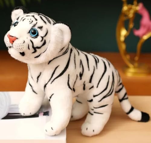 Image of Tickles Standing Siberian White Tiger Soft Stuffed Plush Animal Toy for Kids Boys & Girls Birthday Gift (Color: White Size: 35 cm)