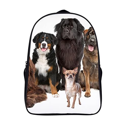 Sac d'école unisexe 40x28x16cm à dos léger motif chien pour ado