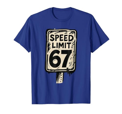 67 Speed Limit Sign Gen Alpha 67 Meme T-Shirt, Men, Royal Blue, Large