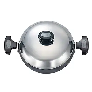 Prestige Aluminium Hard Anodised Cookware Kadhai, 20 cm, Black