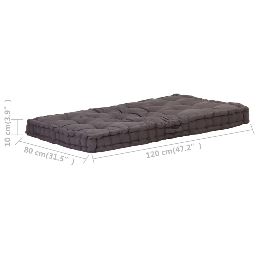 vidaXL Cuscino per Pallet e Pavimento Imbottitura Protezione Tappetino Pavimentazioni Cuscinetto Accessori per Divani in Cotone 120x80x10 cm Antracite