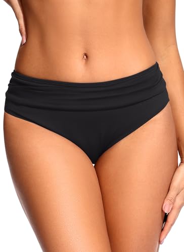 Zmart Women Full Coverage Ruched Bikini Bottoms Tummy Control Swim Bottoms Scrunch Ruffle Bathing Suit Bottom4