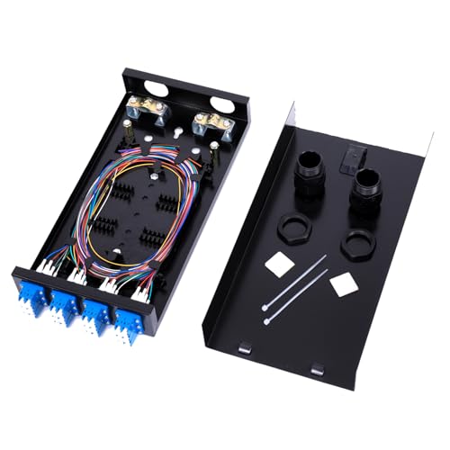 Image of Duplex Fiber Enclosure with 24 Port LC-OS1 Box, LC-OS1 Cables, Wall Mount, Includes 1m SM Pigtail, 12 Port LGX Panel