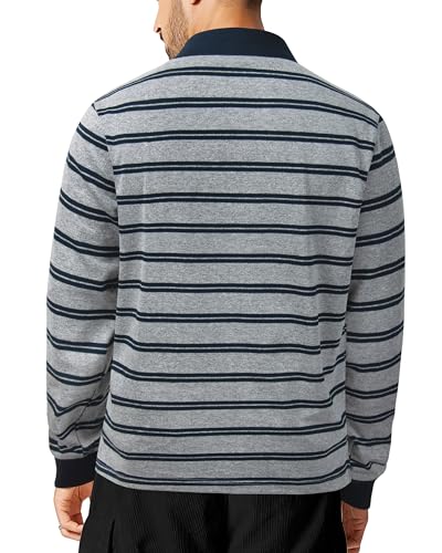 TAPULCO Mens Classic Fit Striped Polo Shirts Long&Short Sleeve Casual Collared Sports Daily T-Shirts for Everyday Wear4