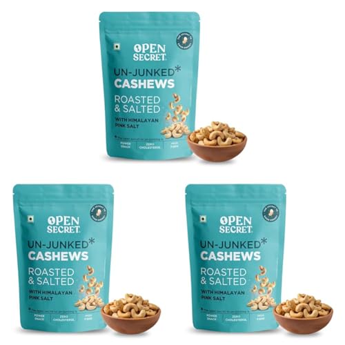 Image of Open Secret Premium Roasted and Salted Cashew | 200g | Dry Fruits, Kaju, Cashews, Cashew Nuts, Roasted Cashews, Freshly Roasted, Nutritious, Crunchy & Delicious, Snacks (Pack of 3)