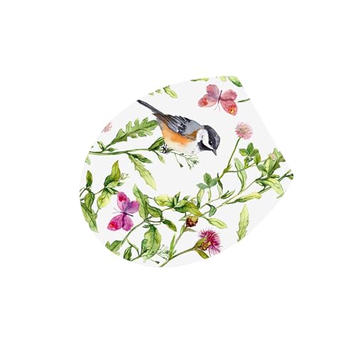 ALCXAZS Adhesivo de vinilo autoadhesivo para tapa de inodoro baño, fácil instalar, extraíble, diseño pájaros y flores. Adhesivo para tapa inodoro, diseño pájaros y flores.