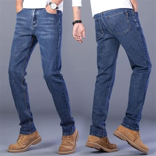 Men’S Casual Loose Fit Straight Leg Patchwork Denim Pants Button Fly Midweight Light Ankle Length Trendy Trousers Jeans2