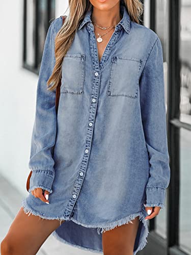 Image of CUPSHE Women's Denim Shirt Dress Long Sleeve Button Down with Pocket