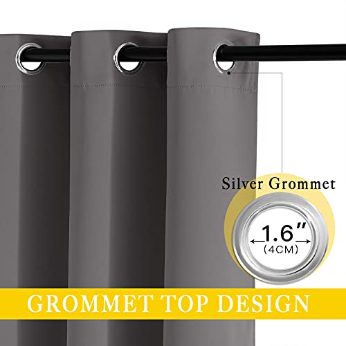 NICETOWN Sliding Glass Door Curtain Extra Long 132 inches Long, Grommet Thermal Insulated Blackout Patio Door Curtain Panel for Bedroom/Pergola, Gray, 1 Panel, W80 x L132
