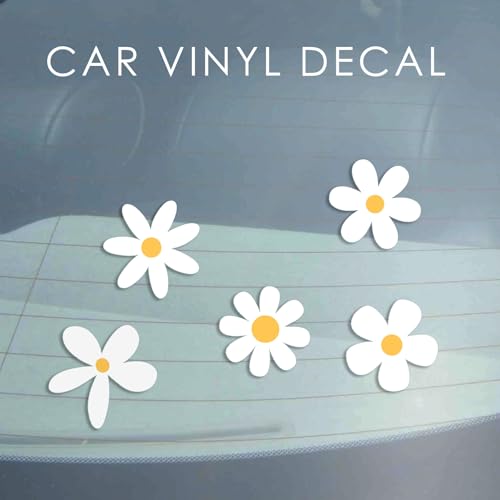 Image of 70 X Little Daisy Stickers for Laptop & Phone, Small Floral Vinyl Stickers Cute Aesthetic White Daisy Decals for Water Bottle iPhone Case Notebook, Mini Stickers 1 Inch