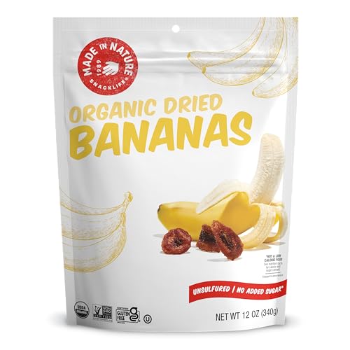 Made In Nature Organic Dried Chewy Banana Slices, 12 Ounce (Pack of 1) – Vegan Snack, Non-GMO, Unsulfured, Gluten Free, Kosher
