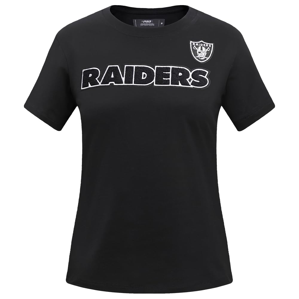 Pro Standard Womens NFL Las Vegas Raiders Classic Chenille Short Sleeve Slim Tee Black L