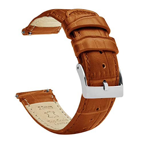 Image of BARTON WATCH BANDS 12mm Toffee Brown - Alligator Grain - Quick Release Leather Watch Bands for Women
