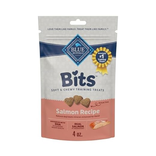 Blue Buffalo Bits Soft Dog Treats for Training, Made with Natural Ingredients & Enhanced with DHA, Salmon Recipe, 4-oz Bag