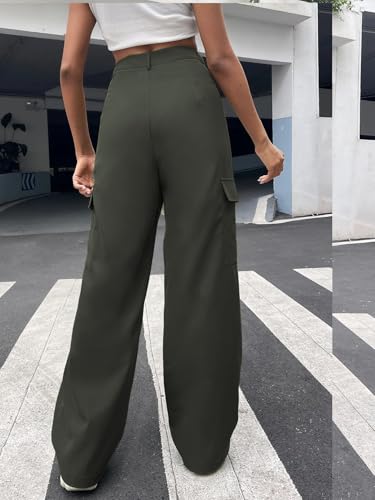 Image of GRECIILOOKS Cargo Pants For Woman | Trousers For Womans |High Waist Trouser for Women - Flared Parachute Pants with Side Pockets |Womens Cargo Pant | Elegant for College & Events (Available in Plus Size)