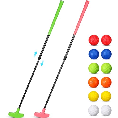 Putter de golf bidirectionnel réglable Leyndo avec 12 balles pour toute la famille