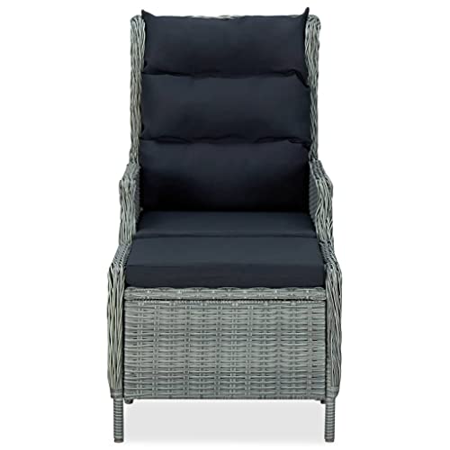 Yuhi-Hqyd 3 Piece Patio Lounge Set With Cushions,Afternoon Tea Suit,Conversation Furniture,Backyard Decor,Features Reclining Function, Poly Rattan Light Gray #TOP4