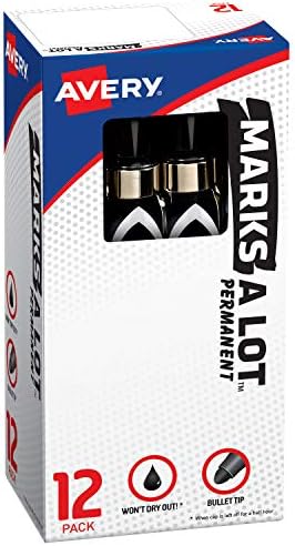 Marks-a-lot Avery Permanent Marker, Large Bullet Tip, Black (24878 )