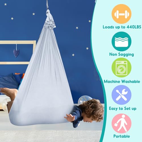 Chihee Sensory Swing Therapy Swing Hammock Indoor Outdoor for Kids, Hardware Included, Soft Breathable Nylon Cuddle Swing Joy Hammock for Child Adult with Autism, ADHD, Aspergers, Sensory Integration - Image 5