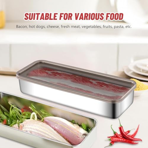 Image of Fridge Storage Box Stainless Steel Food Storage Containers | Food Grade, Leakproof Kitchen Organizer | Freshness Locking, Microwavable & Freezer Safe (1000 Ml Pack of 2)