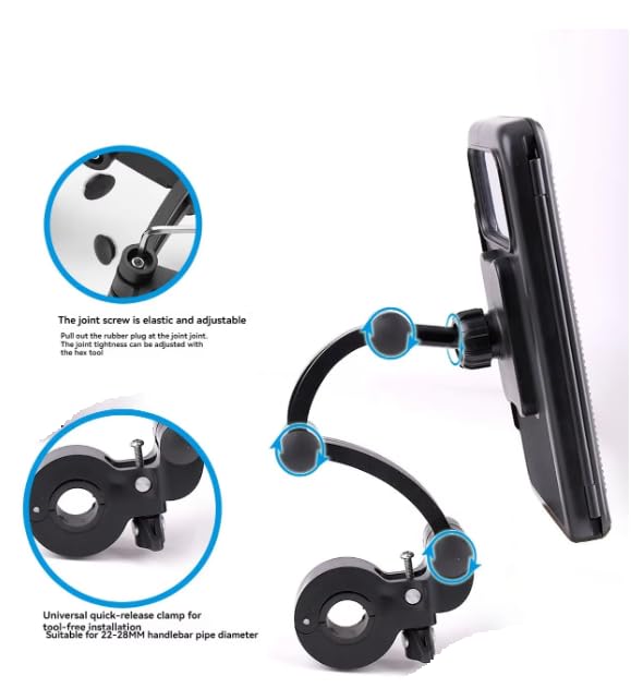 Image of FKU 2025 Bike Rider Waterproof Cell Phone Holder 360 Rotation Motorcycle Phone Case Bicycle Handlebar (Waterproof Bike Rider Mobile Holder)