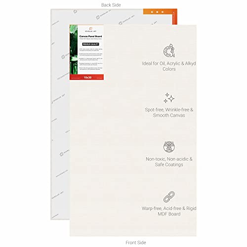 Image of Scholar Art Hobby Series 04 Oz (230 GSM) 100% Cotton Canvas Panel Board for Painting (White Blank Canvas Boards for Acrylic Paint, Oil Paint, Wet & Dry Media) | 18 inchx30 inch (45x75 cm), Pack of 6